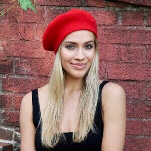 NEW Raspberry Beret Hat Tam Wool One Size French Cap Style